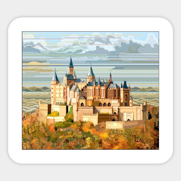 Burg Hohenzollern Pixel Art Sticker by ArchipicsStore